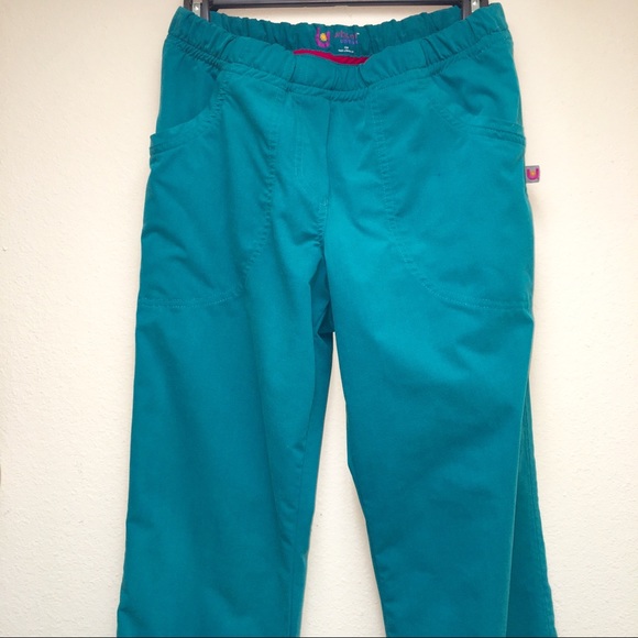 URBANE Ultimate Scrub Pants Teal XSM Elastic & Tie - Picture 2 of 8